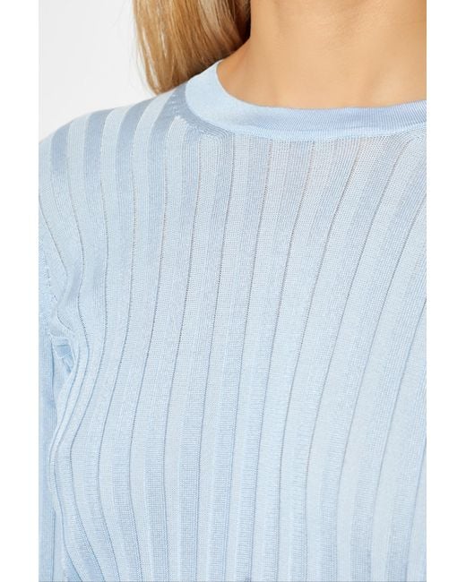 Versace Blue Ribbed Long Sleeve Top
