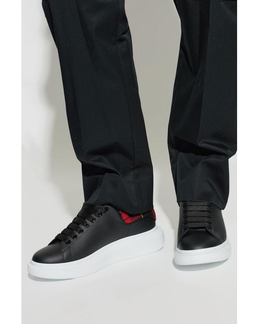 McQueen Black Leather Sports Shoes for men
