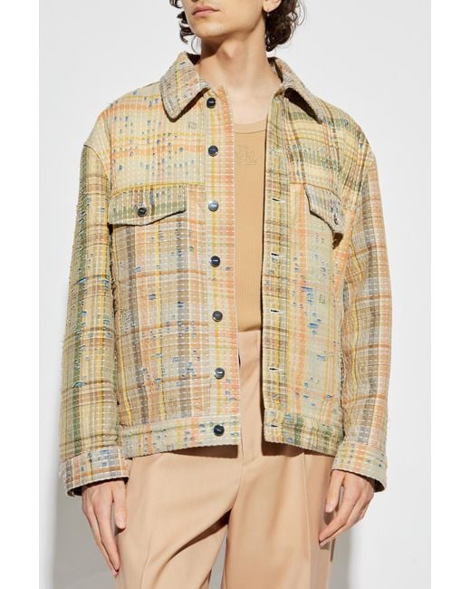Fendi Natural Jacket With Distressed Effect for men