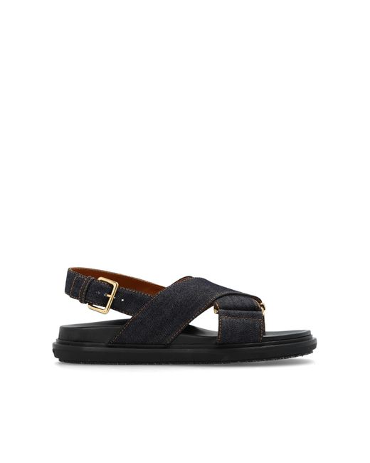 Marni Black ‘Fussbett’ Denim Sandals