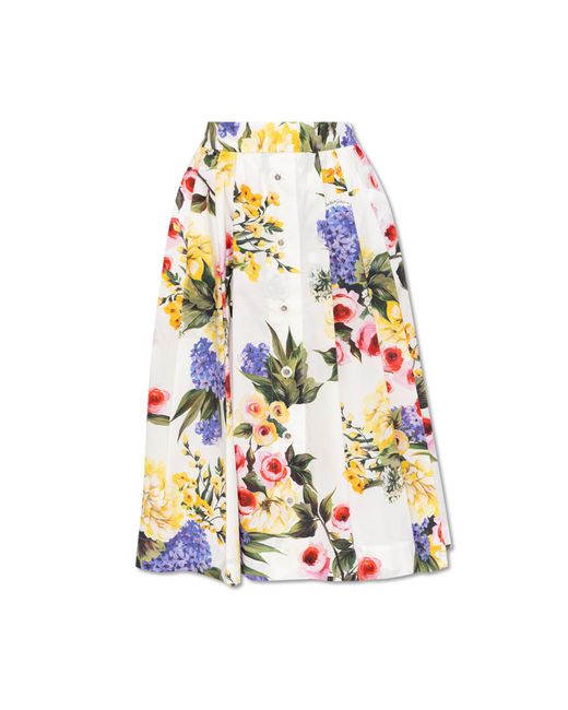 Dolce & Gabbana White Skirt With Floral Motif,