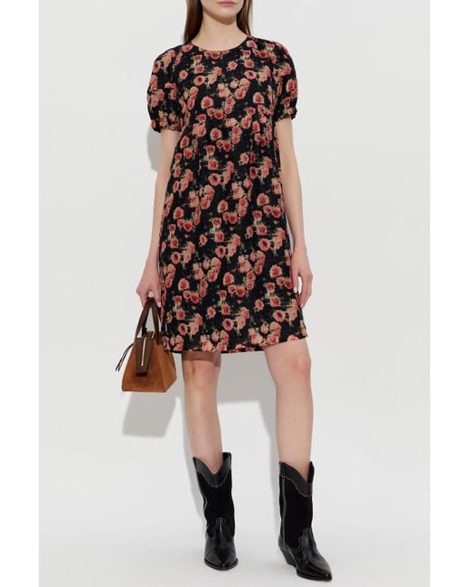 R13 Black Dress With Floral Motif