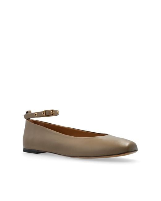 Emporio Armani White Leather Ballet Flats,