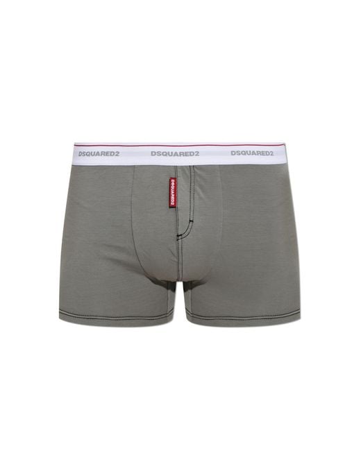 DSquared² Gray Cotton Boxers With Logo for men
