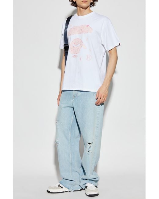 A Bathing Ape White T-Shirt With Print for men