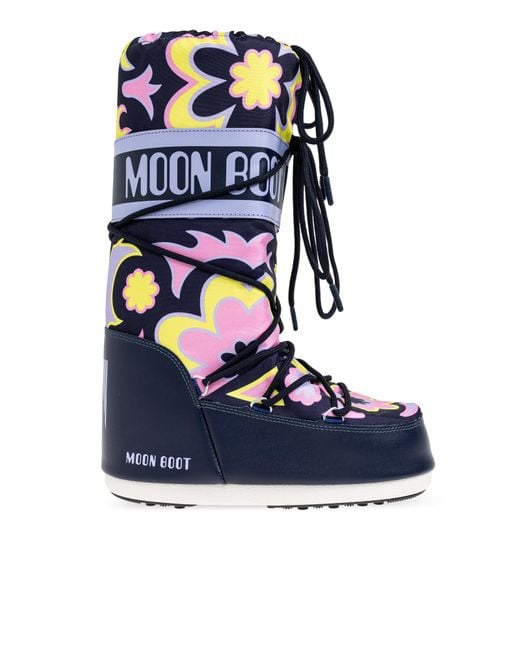 Moon Boot Blue Snow Boots Icon Low Flower