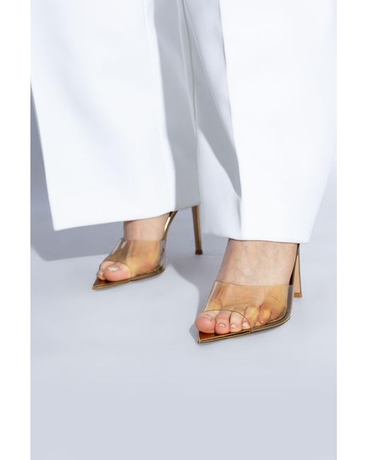 Gianvito Rossi White Heeled Mules 'Elle'