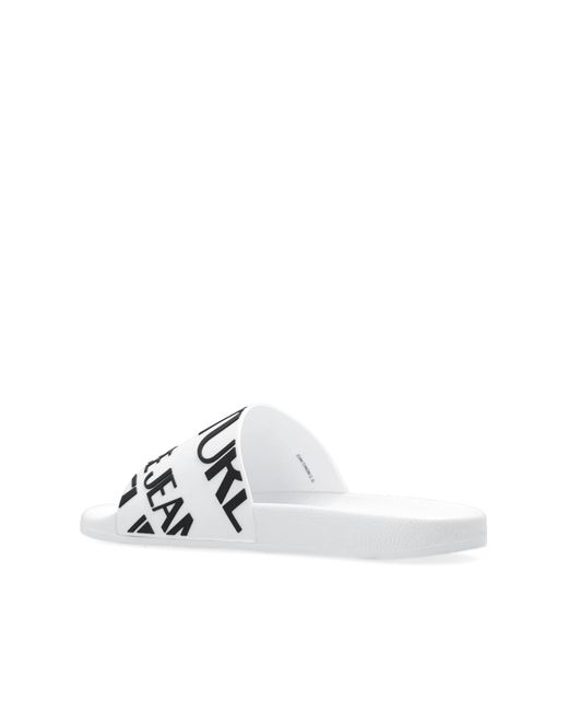 Versace White Slides With Logo, for men