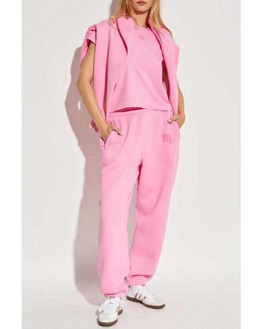 T By Alexander Wang Pink T-Shirt With Printed Logo
