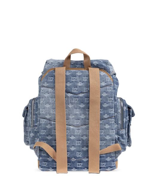 DSquared² Blue 'D2 Monogram' Backpack for men