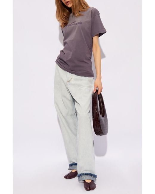 Maison Margiela Purple T-Shirt With Logo