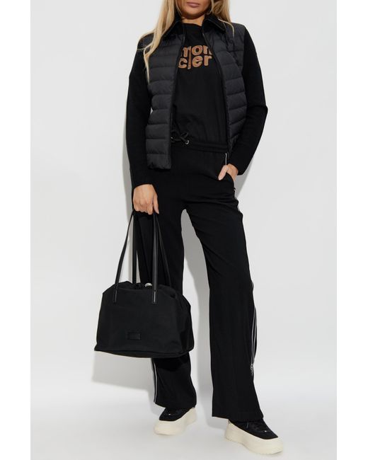 Moncler Black Cardigan With Stand-Up Collar