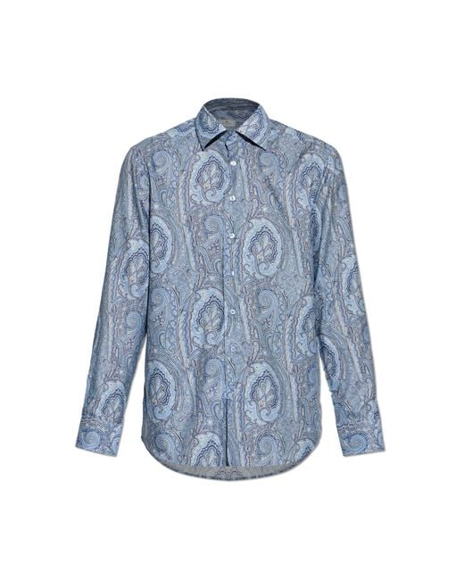Etro Blue Patterned Shirt for men