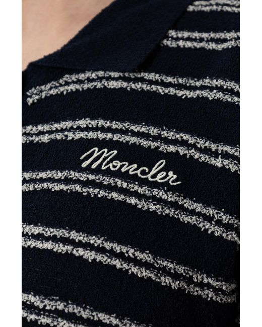 Moncler Blue Shirt With Logo Patch