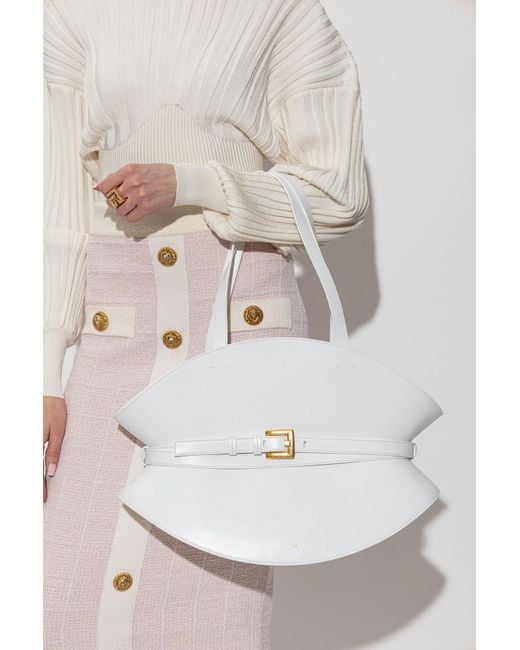 Balmain White Shuffle Medium Handbag