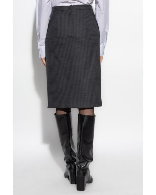 Fendi Black Wool Skirt With Front Slit