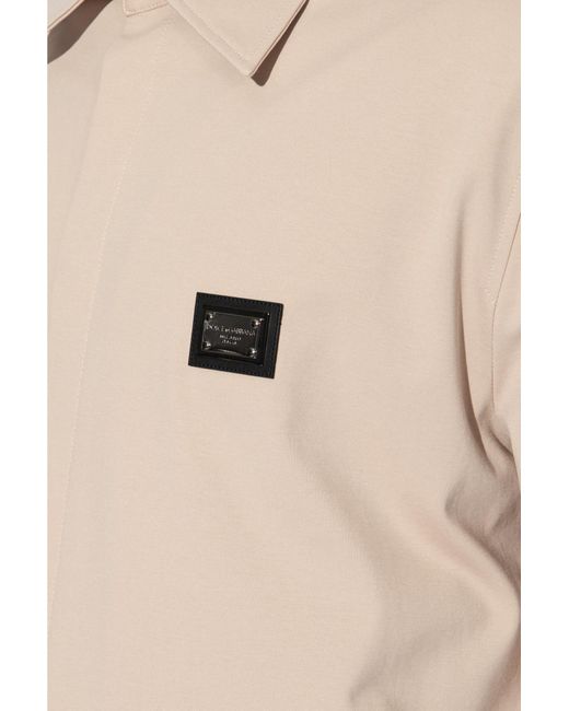 Dolce & Gabbana Natural Jacket With Logo Application, for men