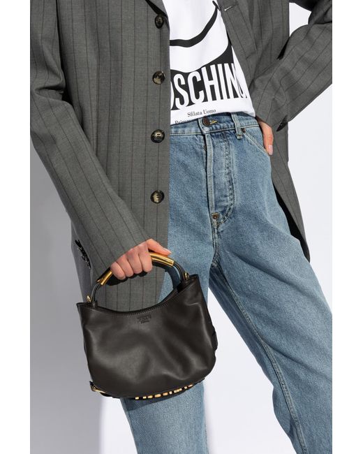 Moschino Gray Leather Handbag