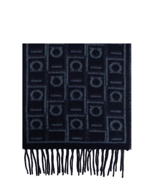 Ferragamo Blue Scarf With Monogram for men
