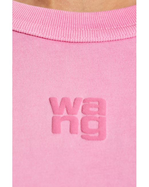 T By Alexander Wang Pink T-Shirt With Printed Logo