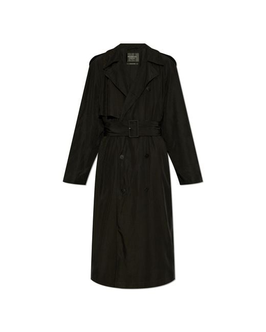 Balenciaga Black Trench Coat With Belt for men