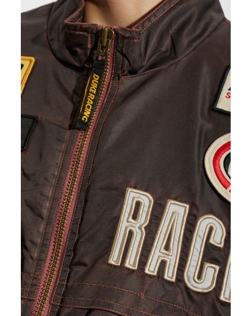 Duke & Dexter Black Patch-Embellished Bomber Jacket for men