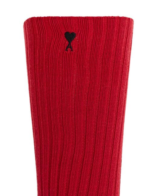 AMI Red Socks With Logo