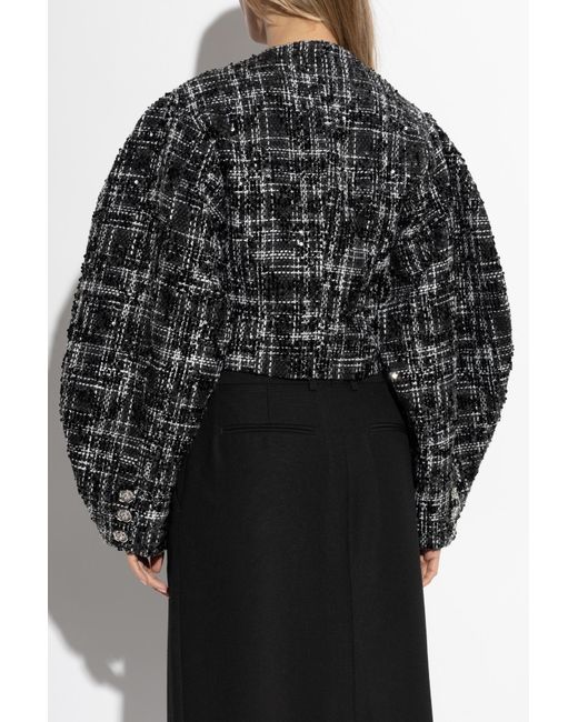 ROTATE BIRGER CHRISTENSEN Black Tweed Blazer With Shimmering Appliqués