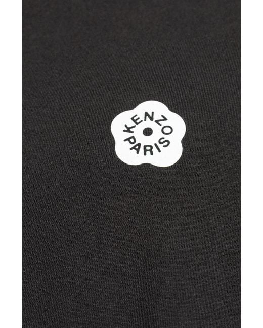 KENZO Black T-Shirt With Printed Logo for men