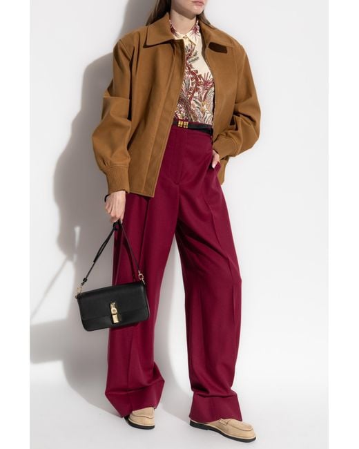 Stella McCartney Red Wool Pleated Trousers
