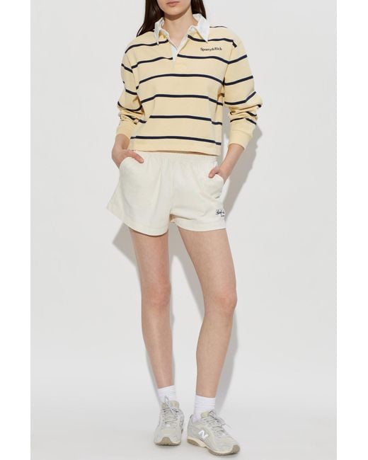 Sporty & Rich Natural Cotton Polo Shirt With Striped Pattern