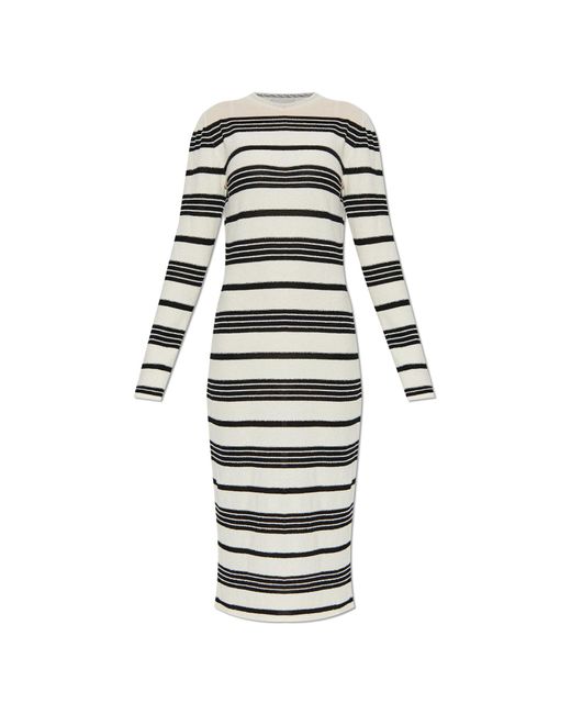 Moncler White Dress With Stripe Pattern