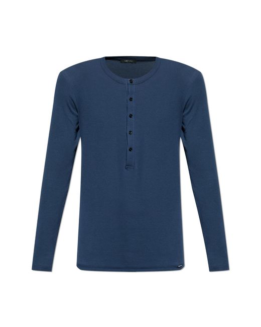 Tom Ford Blue Long-Sleeve Underwear T-Shirt for men