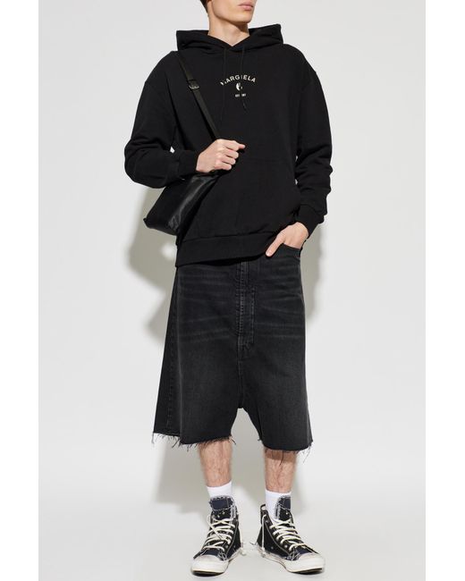 Maison Margiela Black Denim Shorts With A 'Vintage' Effect for men
