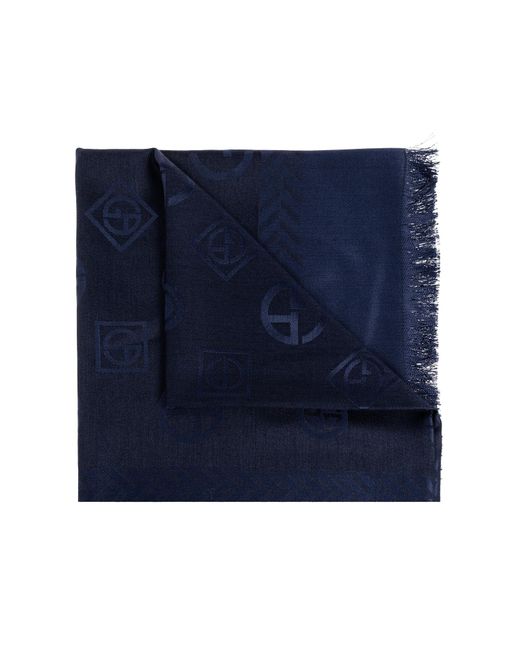 Giorgio Armani Blue Scarf With Monogram for men