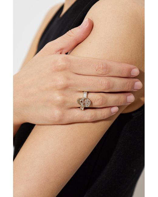 McQueen White Ring With Shimmering Crystals