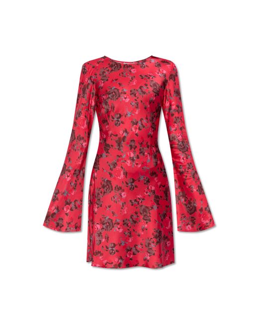 Ganni Red Floral Motif Dress,