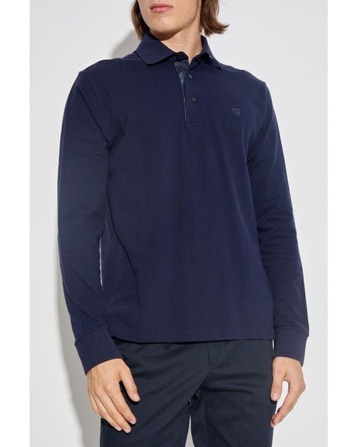 Etro Blue Polo With Logo for men