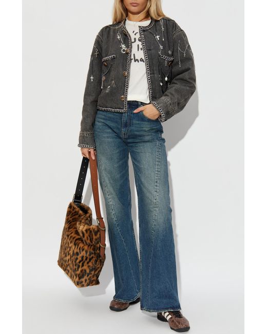 R13 Black Denim Jacket With Appliqués