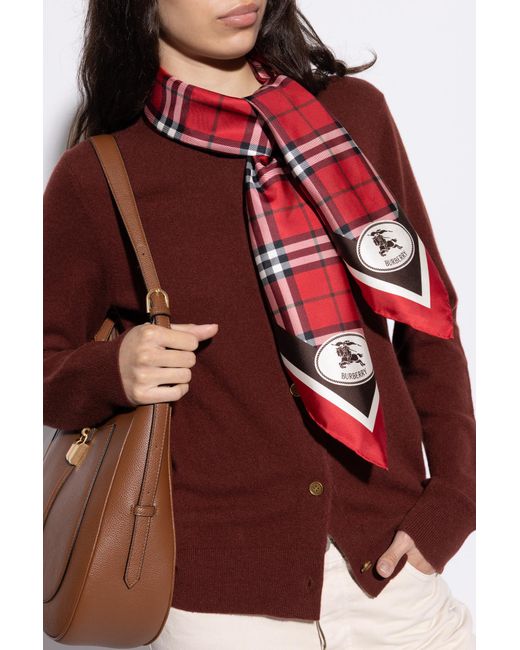 Burberry Red Silk Scarf