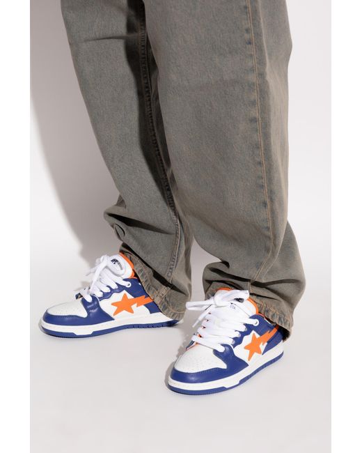 A Bathing Ape Blue Sports Shoes With Logo