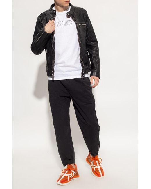 AllSaints Black 'reo' Leather Biker Jacket for men