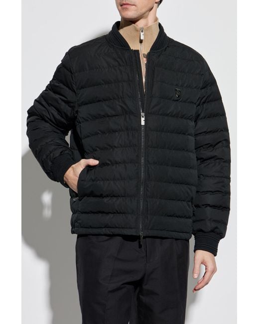 Burberry Black Down Jacket With Logo-Shaped Applique for men