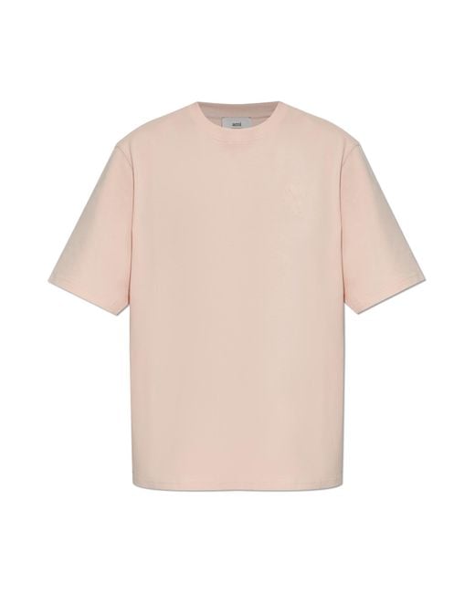 AMI White T-Shirt With Embossed Logo