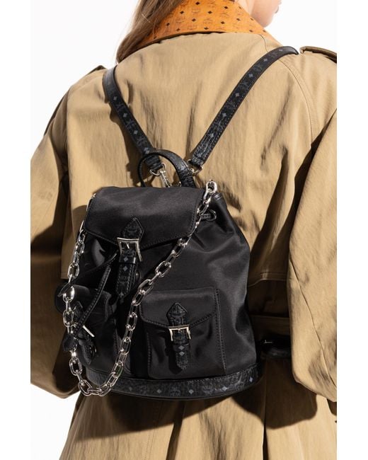 MCM Black Backpack With Pockets