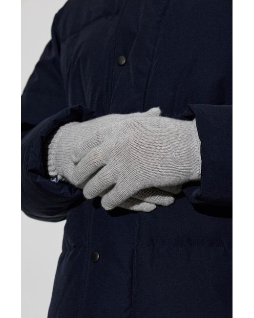 Moschino Gray Gloves With Logo Patch