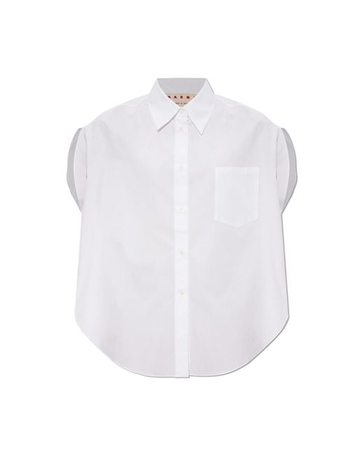 Marni White Oversized Top With Pocket