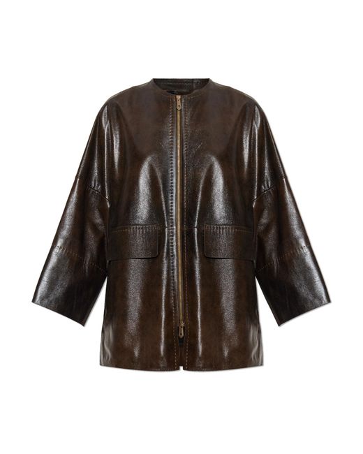 Max Mara Brown Leather Jacket 'Gambero'