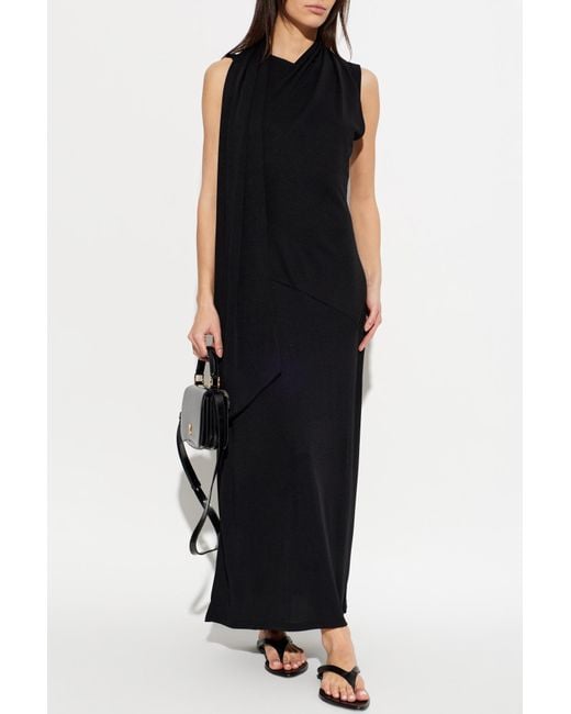 AMI Black Dress With A Decorative Pleat