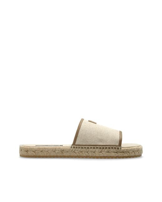 Dolce & Gabbana White Slides With Logo for men